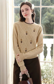 khaki embroidered knit sweater, view 7 - MRSLM