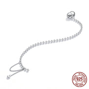 silver butterfly bead chain bracelet, view 3 - MRSLM
