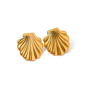 gold shell earrings, view 2 - MRSLM