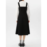 black fit-and-flare split dress, view 5 - MRSLM