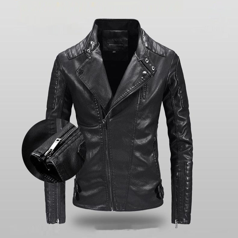 men's fleece-lined PU leather jacket - MRSLM