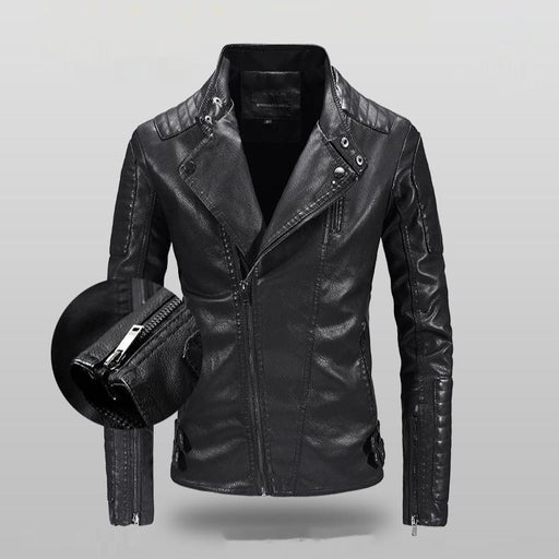 men's fleece-lined PU leather jacket - MRSLM