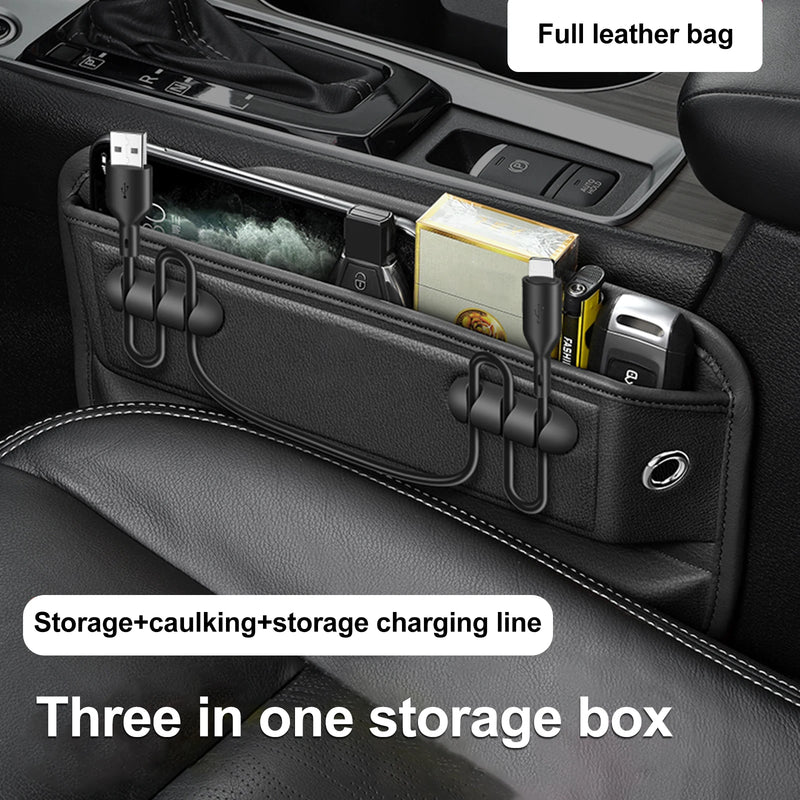 leather car seat gap organizer, view 7 - MRSLM
