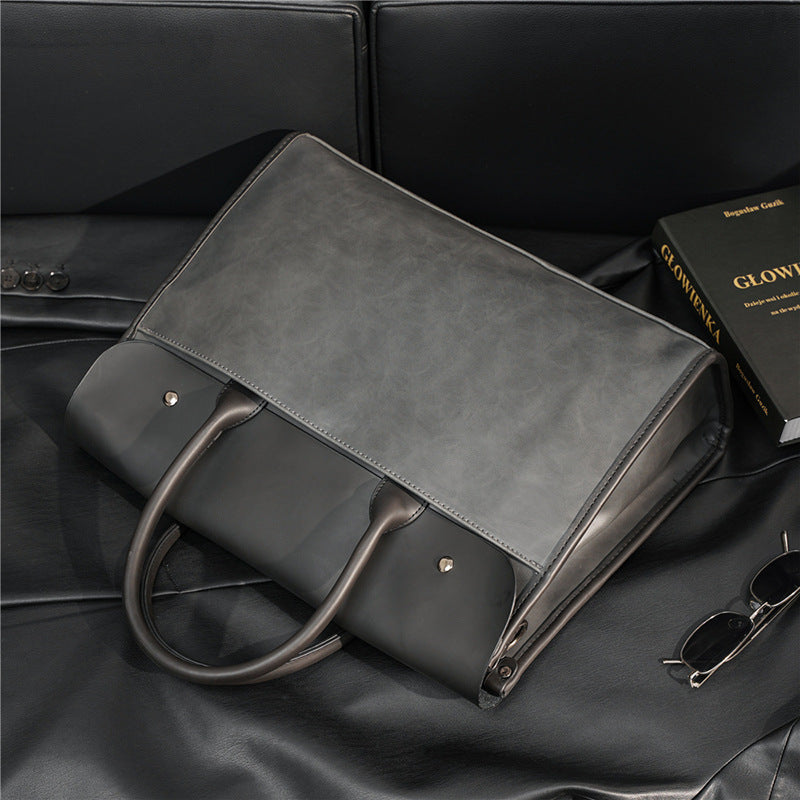 pu leather briefcase shoulder bag, view 3 - MRSLM