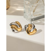 gold plated geometric bump earrings, view 3 - MRSLM