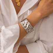 hammered cuff bracelet, view 3 - MRSLM