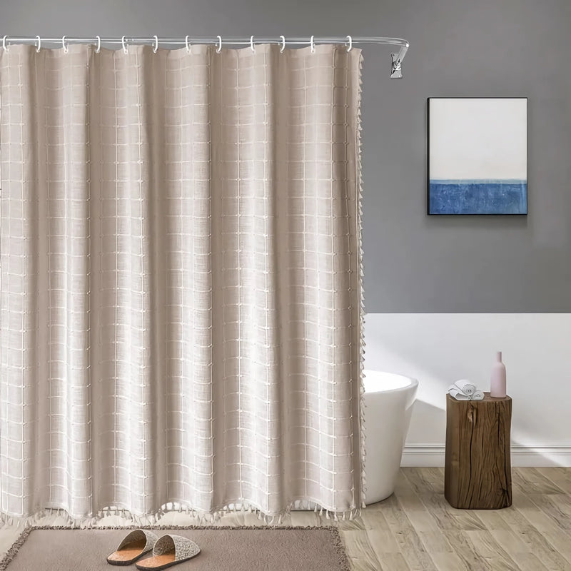 Waterproof imitation linen shower curtain, view 3 - MRSLM