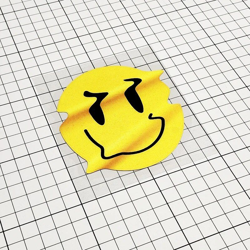 reflective twisted smiley decal, view 3 - MRSLM