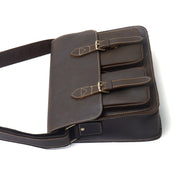 Retro men's cowhide messenger bag, view 4 - MRSLM