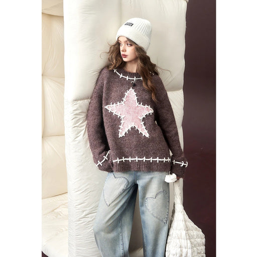 women's star pullover sweater, view 2 - MRSLM