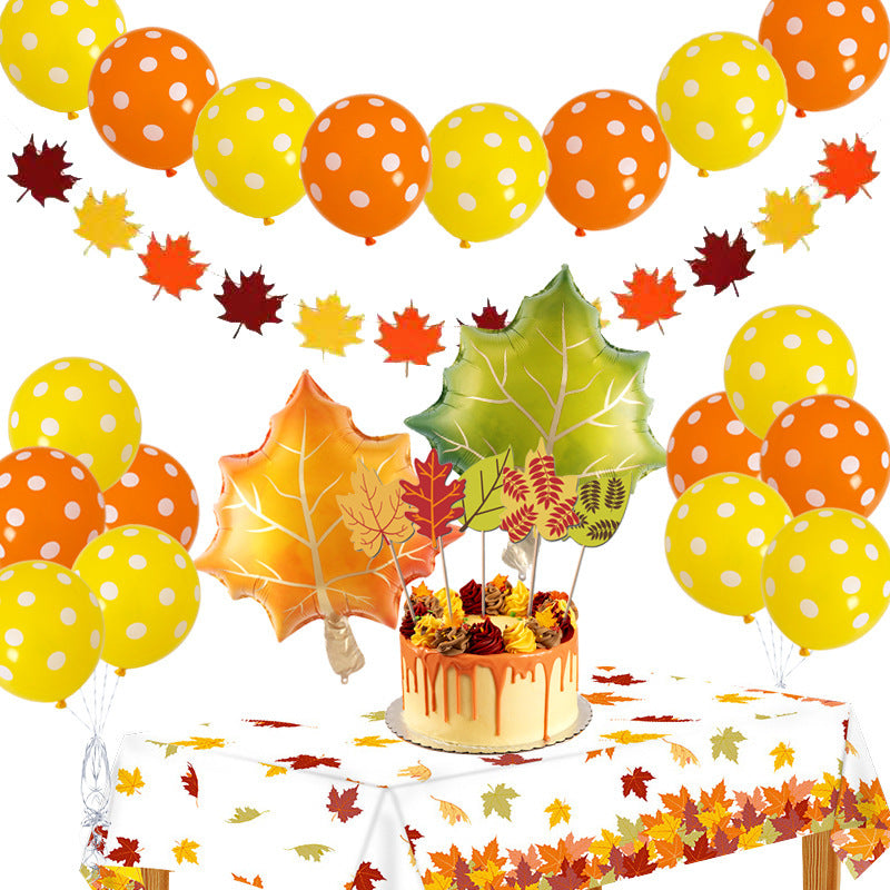 Thanksgiving maple leaf balloon set, view 7 - MRSLM