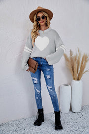 women's heart pattern pullover sweater, view 8 - MRSLM