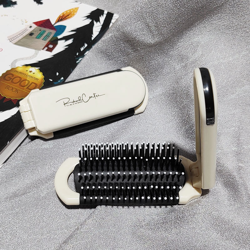 portable foldable hair brush with mirror, view 8 - MRSLM