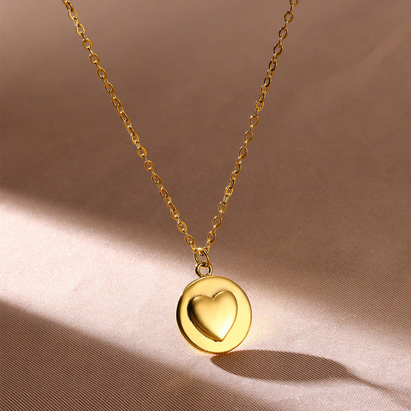 gold heart pendant necklace, view 5 - MRSLM