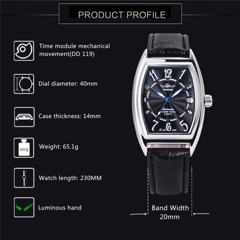 men's barrel automatic watch, view 7 - MRSLM