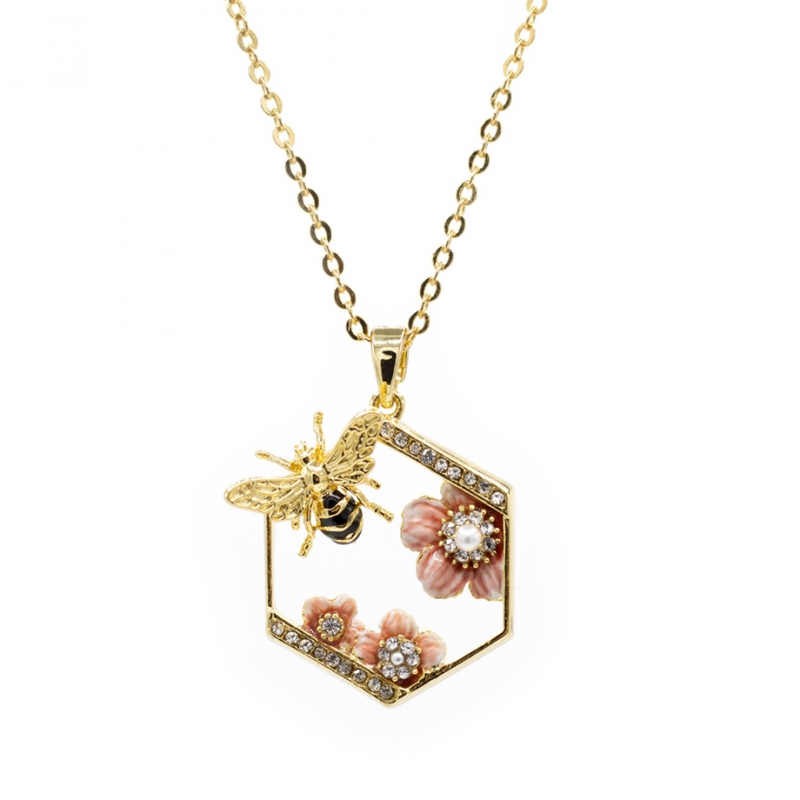 enamel flower petal bee jewelry, view 14 - MRSLM