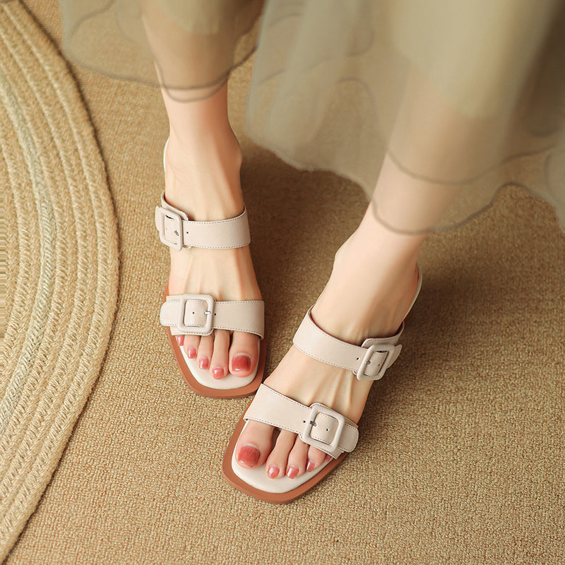 women's leather heel sandals, view 4 - MRSLM