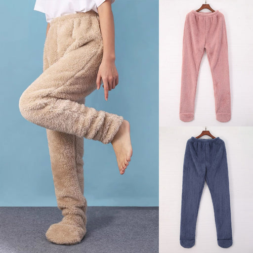 Women's fleece-lined footed lounge leggings - MRSLM