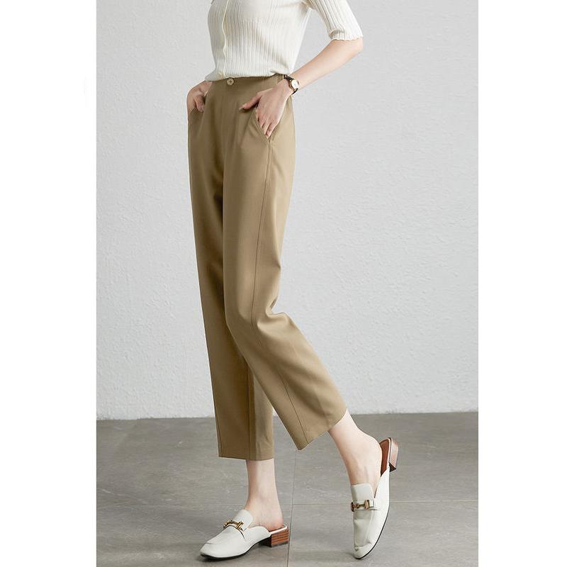 brown cropped harem pants for women, view 5 - MRSLM