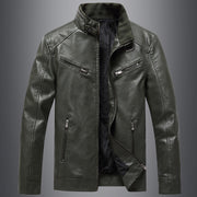 men's fleece padded pu leather jacket - MRSLM