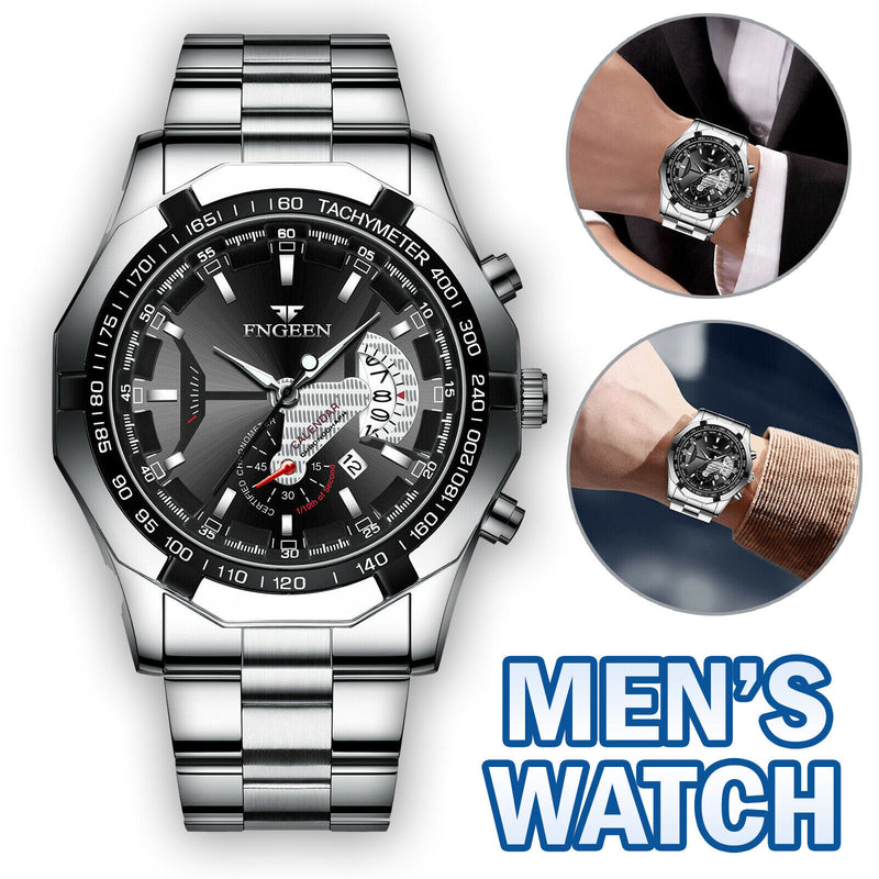 classic silver men's quartz watch, view 11 - MRSLM