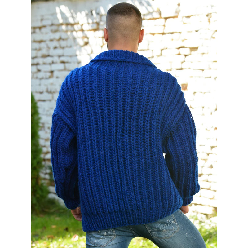 Men's vintage knitted cardigan sweater, view 4 - MRSLM