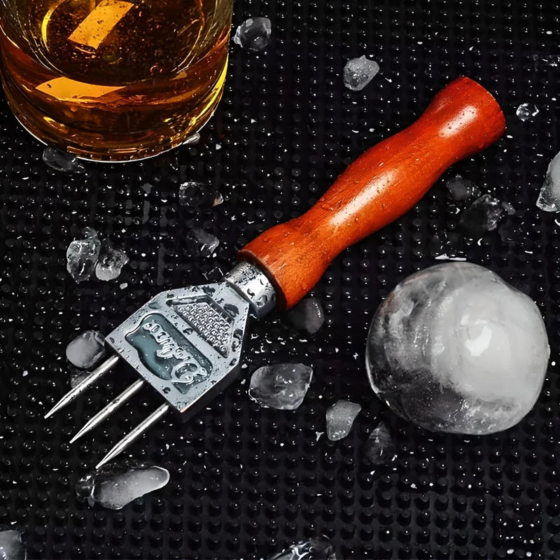 stainless steel ice crusher with wooden handle, view 3 - MRSLM