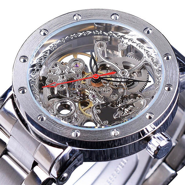 men's hollow see-through automatic watch, view 7 - MRSLM