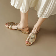 sheepskin round toe sandals, view 11 - MRSLM