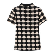 women's geometric mesh slim fit top, view 3 - MRSLM