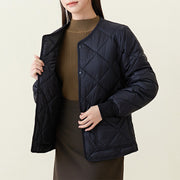 rhombus quilted round-neck jacket, view 5 - MRSLM