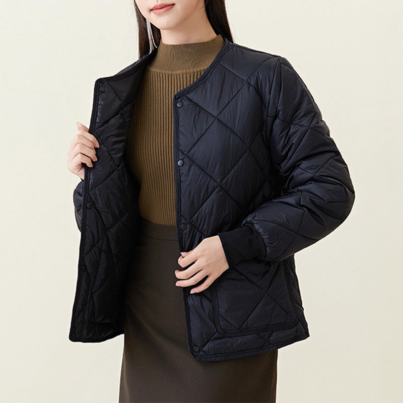 rhombus quilted round-neck jacket, view 5 - MRSLM