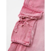 pink high waist wide leg jeans, view 7 - MRSLM