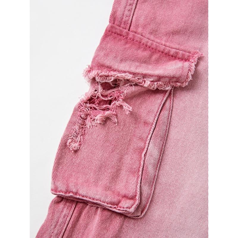 pink high waist wide leg jeans, view 7 - MRSLM