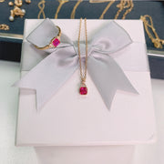Silver red corundum necklace, view 2 - MRSLM