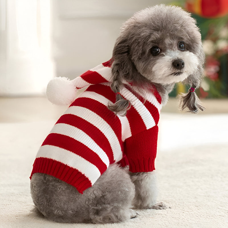 knitted striped dog sweater, view 10 - MRSLM