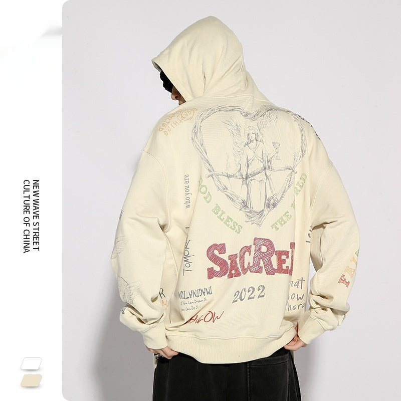 Creative printed casual hoodie, view 2 - MRSLM