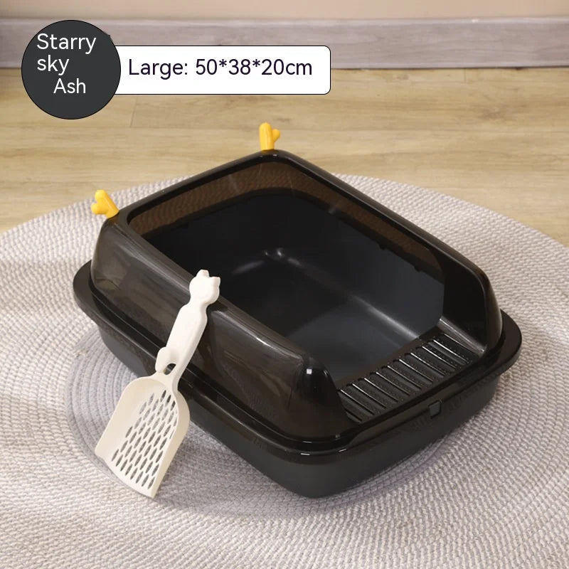 oversized cat litter box with antlers, view 2 - MRSLM