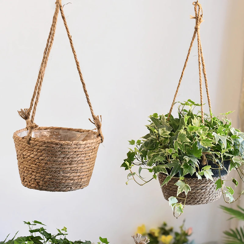 Jute rope hanging planter basket, view 5 - MRSLM