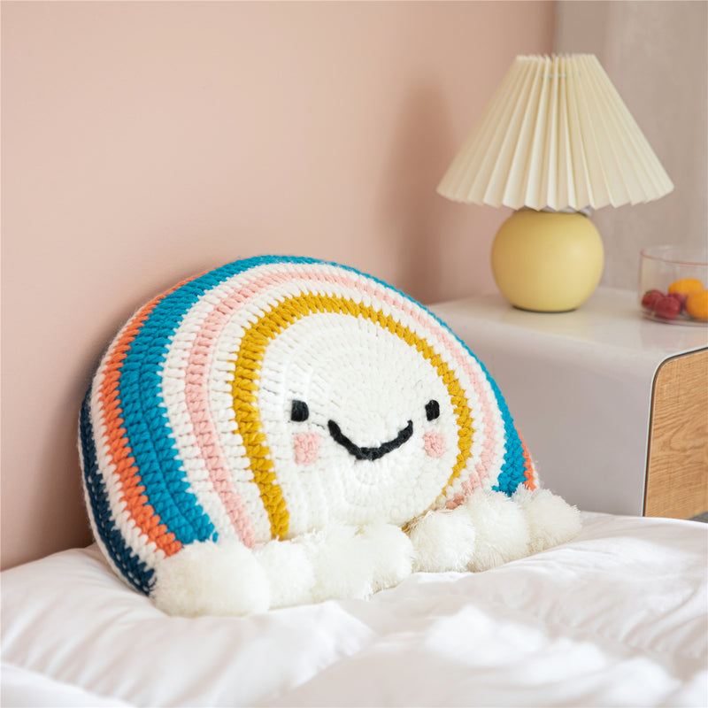 rainbow sunflower crochet cushion, view 4 - MRSLM