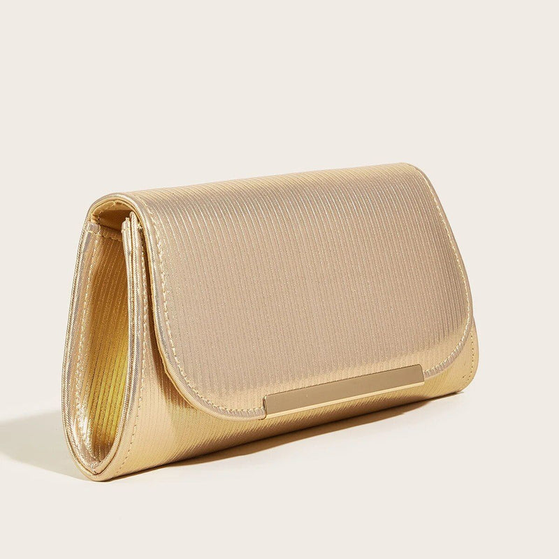 shiny striped pu leather evening clutch, view 2 - MRSLM
