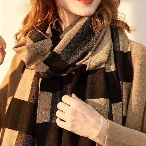 oversized wool plaid winter scarf - MRSLM