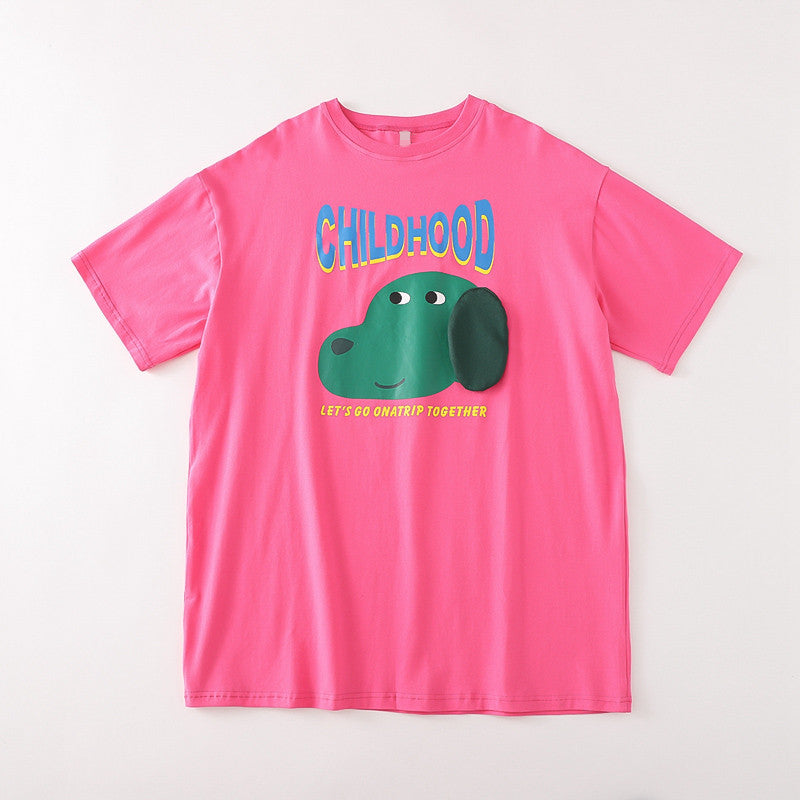 cartoon dog long tee with 3d ears, view 6 - MRSLM