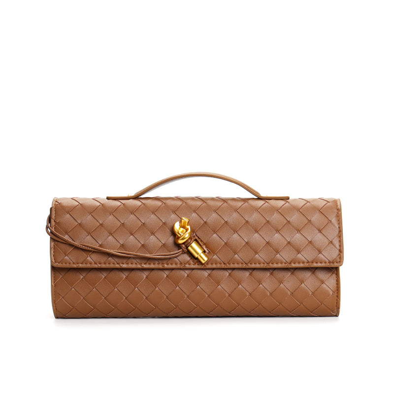 woven leather crossbody clutch bag, view 4 - MRSLM