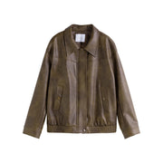 retro faux leather jacket for women, view 3 - MRSLM