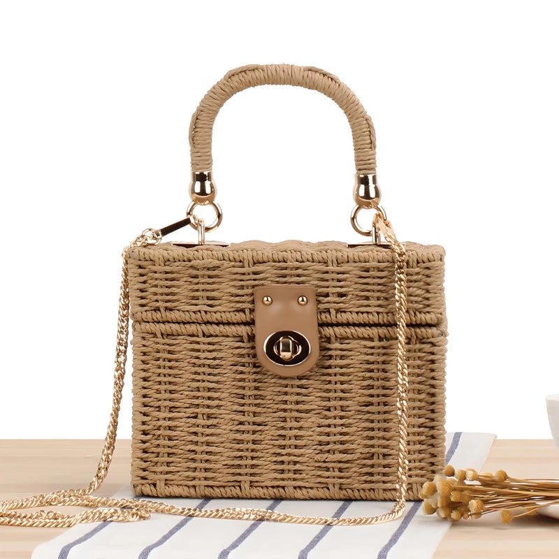 box straw beach bag, view 4 - MRSLM