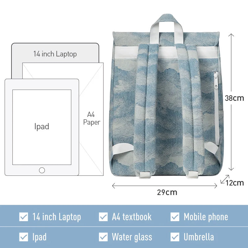 denim jacquard backpack, view 6 - MRSLM