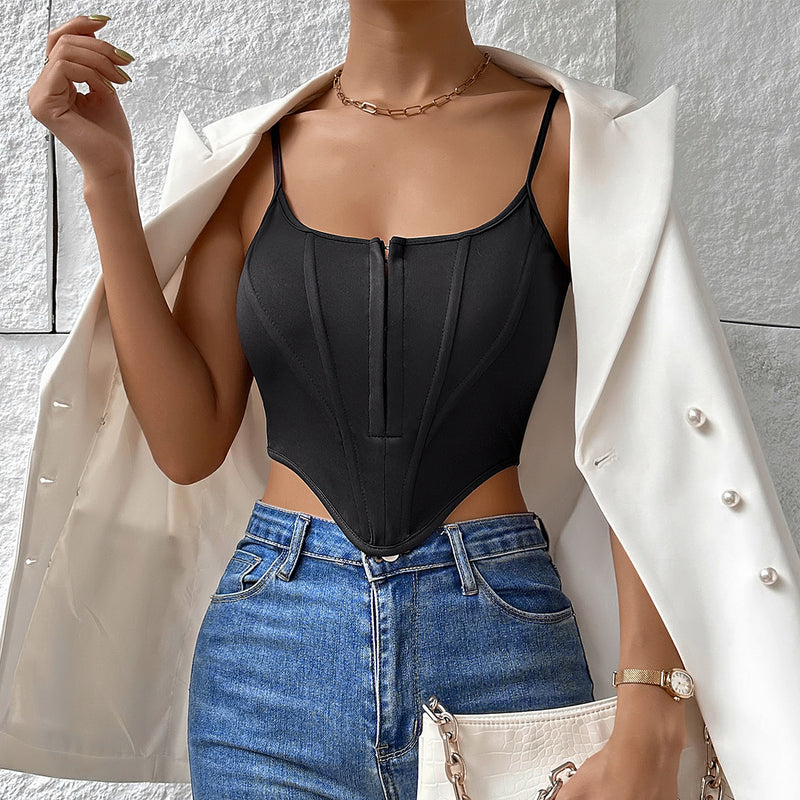 Women's single-breasted crop corset camisole, view 4 - MRSLM