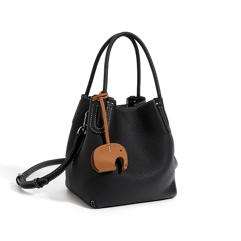 Genuine leather retro bucket bag, view 5 - MRSLM