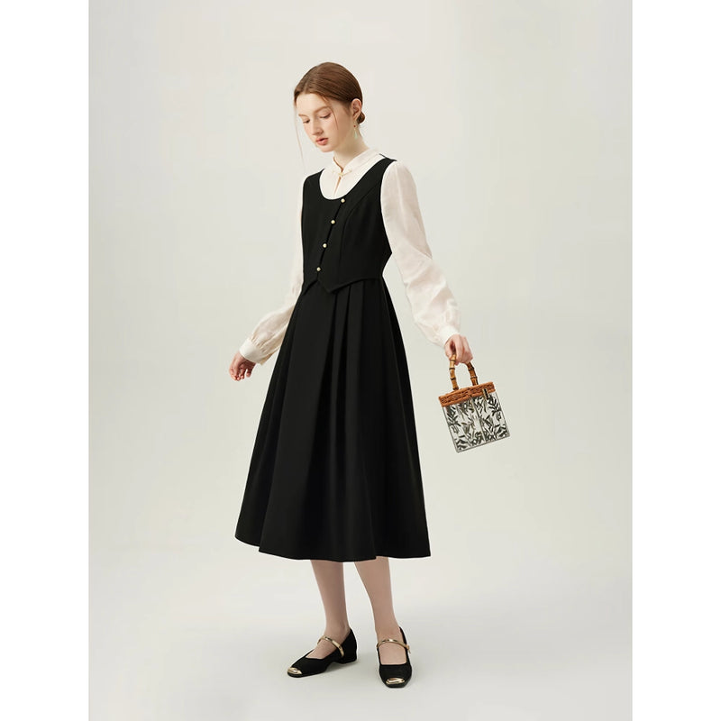 elegant office lady a-line dress with turtleneck, view 7 - MRSLM